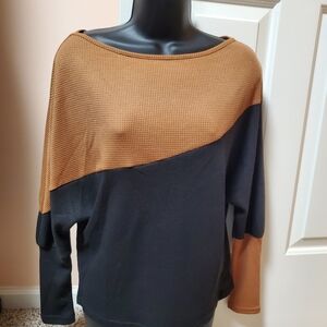 Shein Waffle Print Colorblock Top NWT